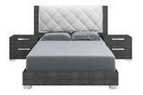 Sarah Rhombus Grey Contemporary Solid Wood Fabric High Gloos Lacquer Bedroom Set - Ella Furniture