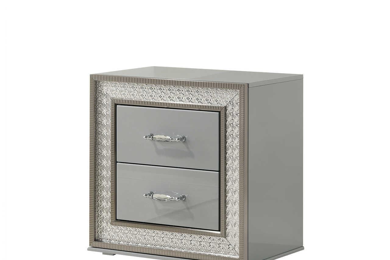 Dubai Metallic Silver LED Panel Bedroom Set