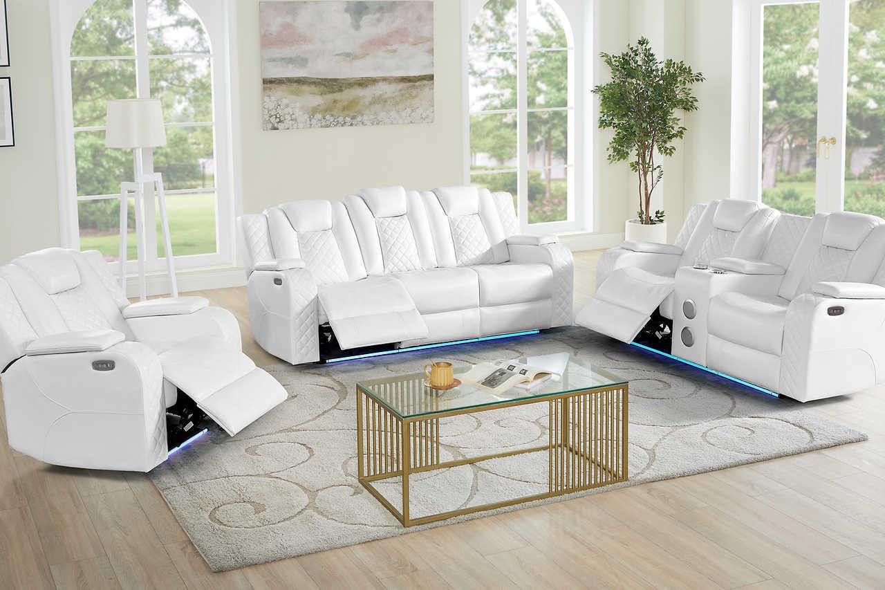 Eclipse White Air Leather 2-Piece Power Reclining Set