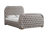 Royal Gray Upholstered Tufted Platform Queen Bed