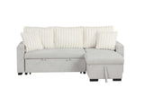 Nori Beige Upholstered Sectional w Pull-Out Bed
