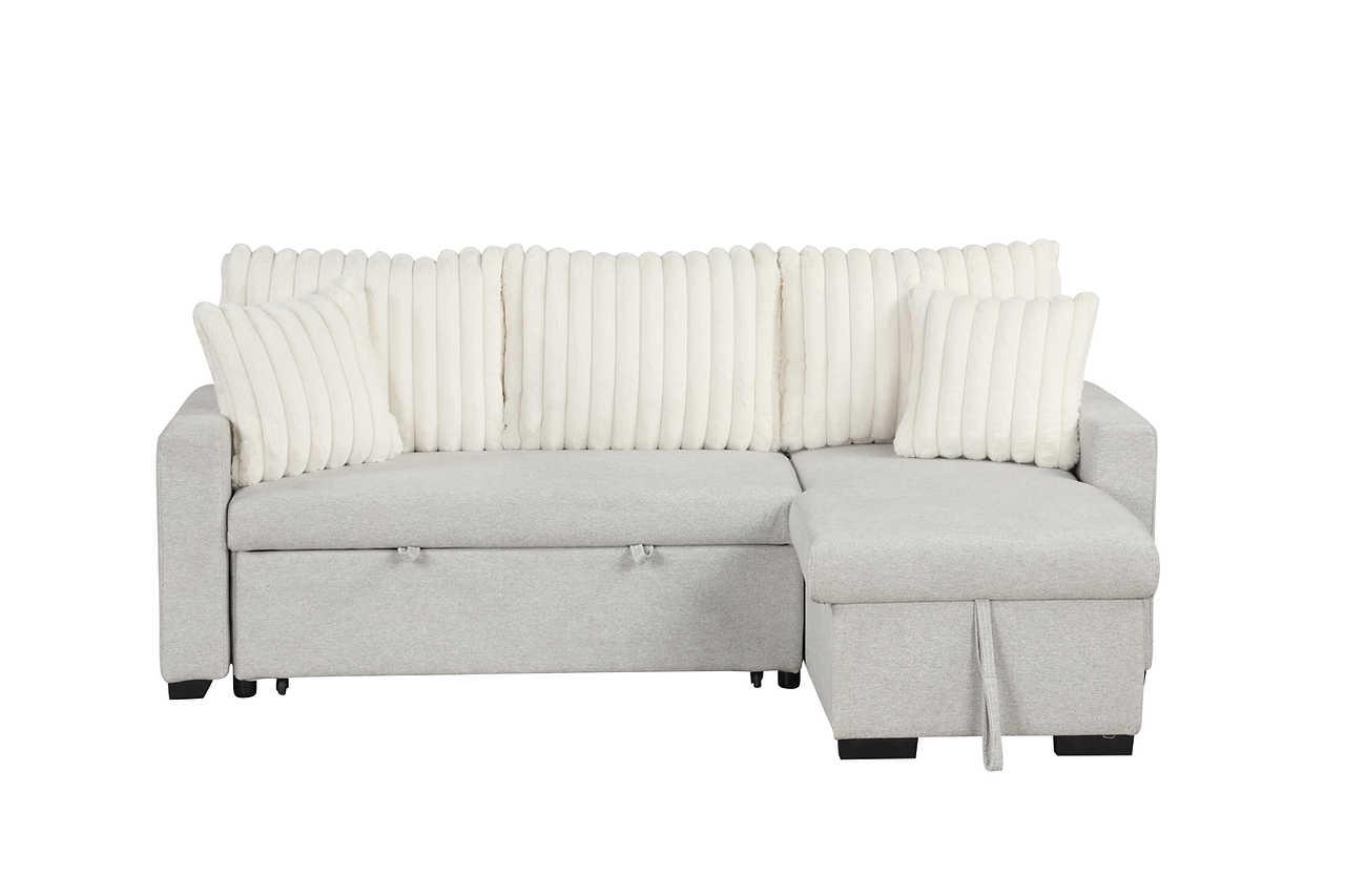 Nori Beige Upholstered Sectional w Pull-Out Bed