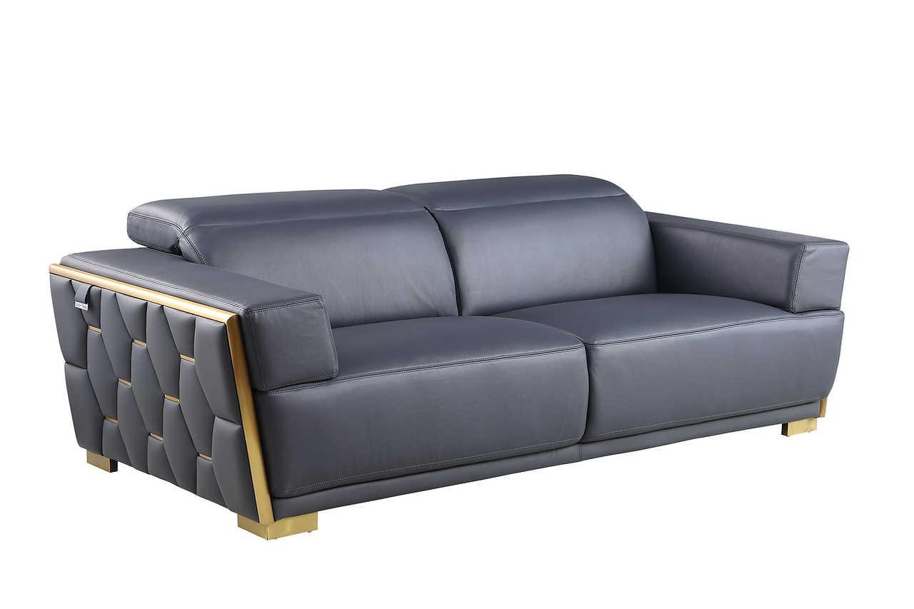 Hexor Navy Leather Living Room Set