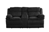 Mellow Black Thick Stripe Fabric 3-Piece Reclining Set