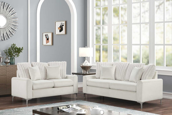 Elina Beige Velvet 2-Piece Living Room Set