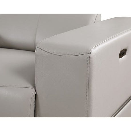 Franco 7-Piece Light Grey Italian Leather Match Power Reclining Sectional with 3 Power Seats and Storage Console view 9