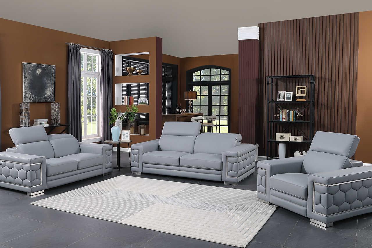 Favo Light Blue Leather Living Room Set
