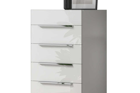 Premium White Modern Traditional Contemporary Marble Top Solid Wood 5-Drawers Chest - Ella Furniture