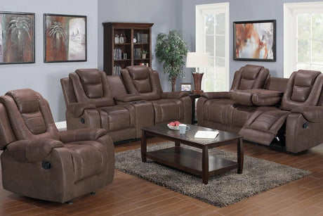 Galaxy Brown Contemporary Wood And Engineered Wood Faux Leather Upholstered Recliner - Ella Furniture