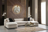 Brooklyn Cream Modern Contemporary Wood, Engineered Wood Fabric Tufted Sectional - Ella Furniture