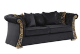 Curamo Black Velvet Living Room Set