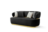 Eden Black/Gold Modern Contemporary Wood And Metal Velvet Upholstered Sofa&Loveseat - Ella Furniture