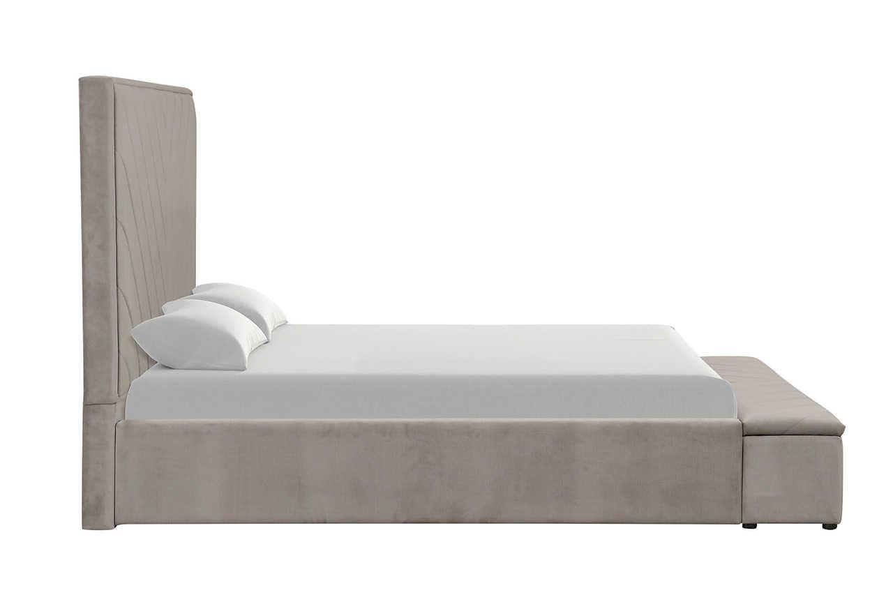 Mio Gray Velvet Panel King Bed
