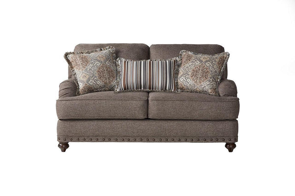 Phineas Driftwood Modern Contemporary Wood, Engineered Wood Fabric Loveseat - Ella Furniture