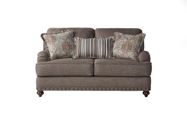 Phineas Driftwood Modern Contemporary Wood, Engineered Wood Fabric Loveseat - Ella Furniture