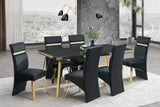Midnight Black Gold Upholstered Dining Room Set
