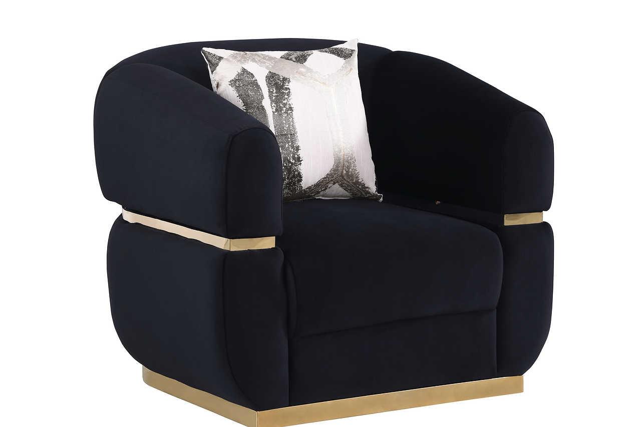Carmela Black Velvet Living Room Set