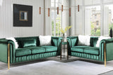 Fara Green/Gold With Silver Modern Contemporary Wood, Engineered Wood Velvet Sofa&Loveseat - Ella Furniture