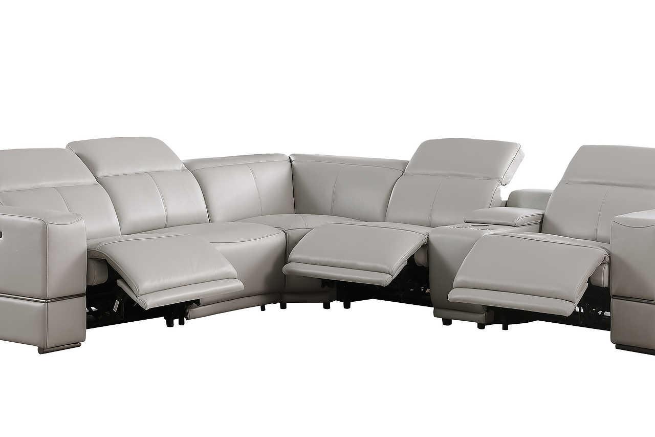 Franco Light Gray 6-Piece 3 Power Reclining Sectional