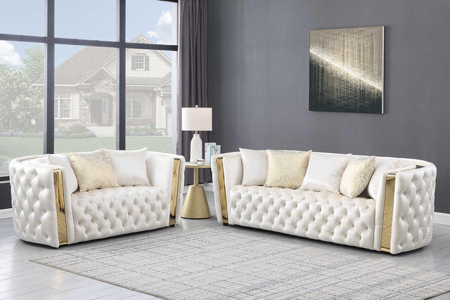 Roka White Modern Tufted Reclining Sofa & Loveseat - Ella Furniture