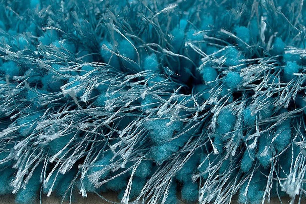 Afro Shag Turquoise Modern Transitional Art Silk Shine Rug - Ella Furniture
