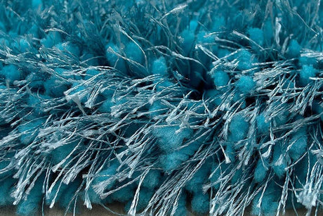 Afro Shag Turquoise Modern Transitional Art Silk Shine Rug - Ella Furniture