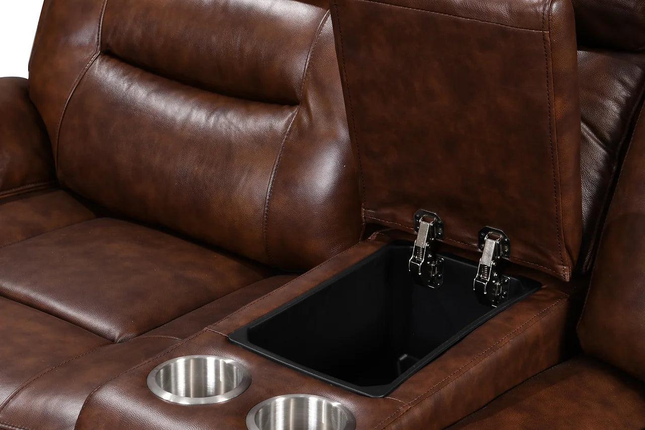 Rosewood Brown Wood Faux Leather (3Pcs Power Reclining Sofa, Loveseat And Recliner) - Ella Furniture
