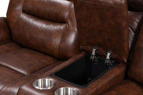 Rosewood Brown Wood Faux Leather (3Pcs Power Reclining Sofa, Loveseat And Recliner) - Ella Furniture