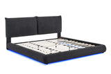 Zima Grey LED Upholstered Platform King Bed