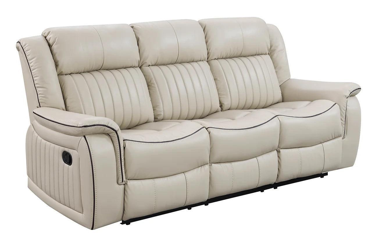 Lavon Cream Modern Contemporary Wood, Engineered Wood Faux Leather (3Pcs Livingroom Set) - Ella Furniture