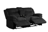 Mellow Black Thick Stripe Fabric 3-Piece Reclining Set