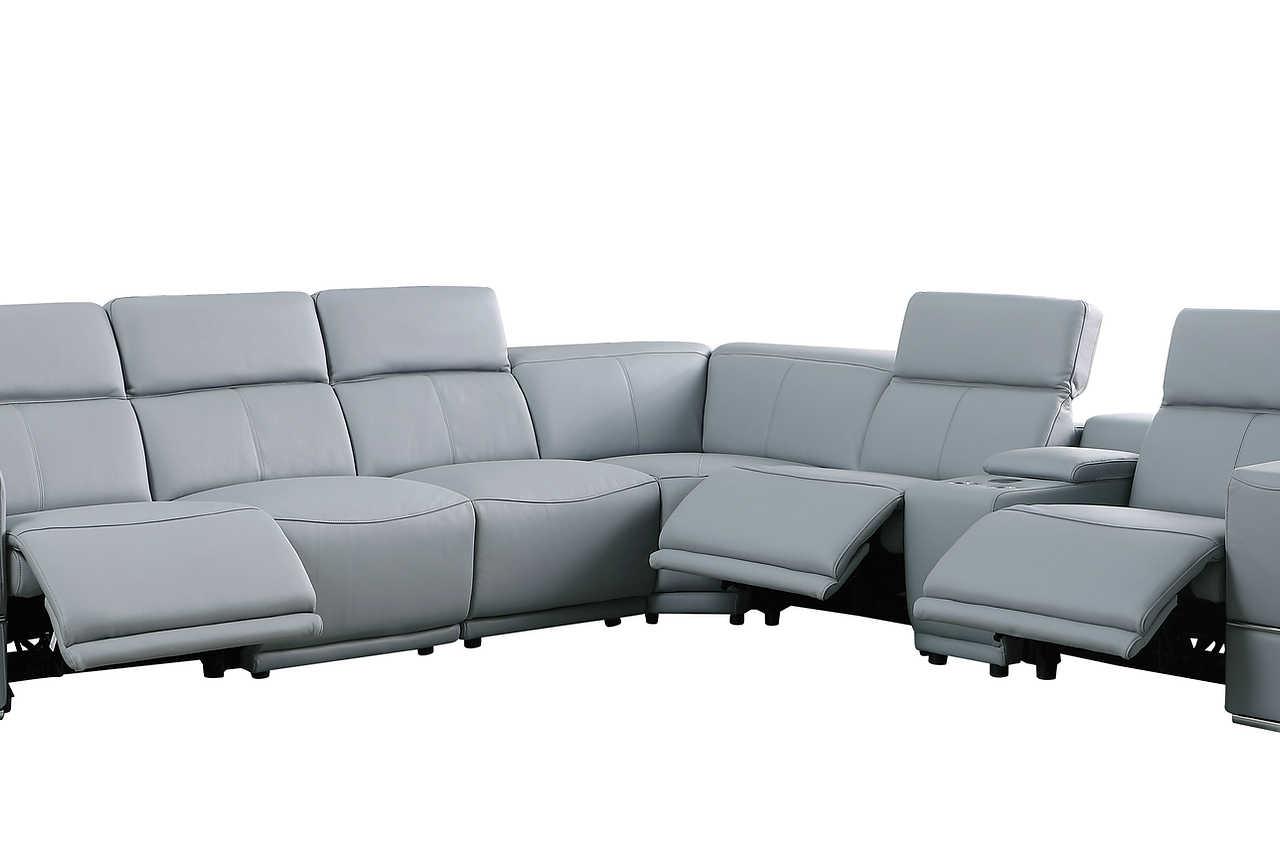 Franco Light Blue 6-Piece 2 Power Reclining Sectional