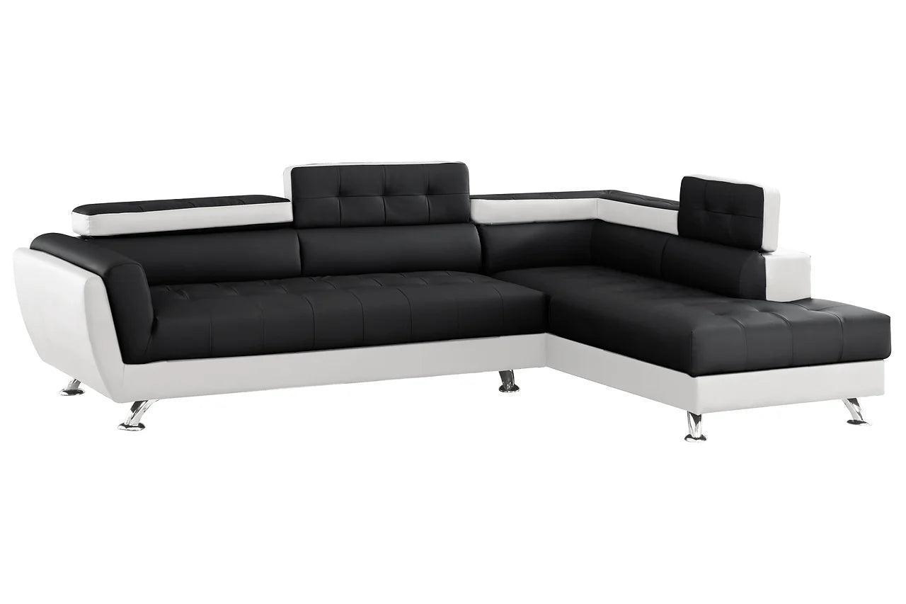 Izzi Black White Tufted Sectional