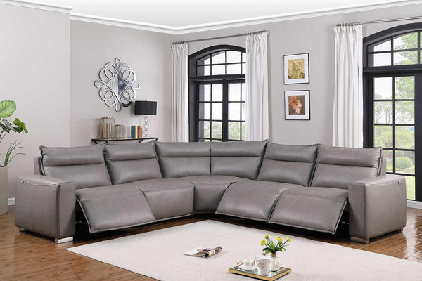 Sierra Gray Leather Reclining Sectional