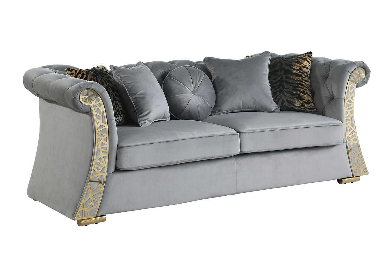 Curamo Grey Velvet Living Room Set