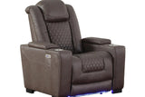 Ash Brown Contemporary Solid Wood Polished Microfiber Power (3Pcs Power Reclining Set) - Ella Furniture