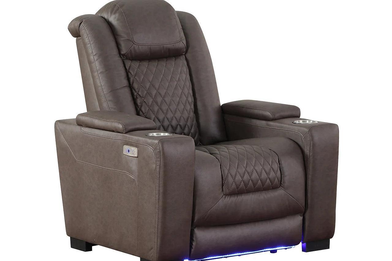 Ash Brown Contemporary Solid Wood Polished Microfiber Power (3Pcs Power Reclining Set) - Ella Furniture