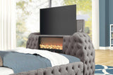 Royal Gray Upholstered Tufted Platform King Bed