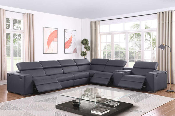 Picasso Dark Gray 7-Piece 3 Power Reclining Sectional