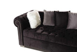 Milan Black Velvet Tufted Sectional