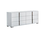 Alice White Traditional Contemporary Marble Top Solid Wood Faux Leather LED Bedroom Set - Ella Furniture
