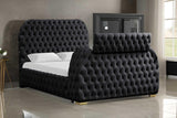 Royal Black Upholstered Tufted Platform King Bed