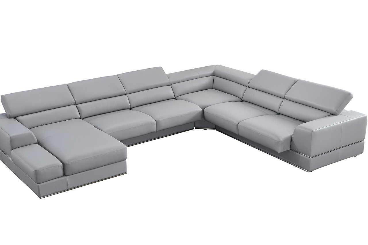 Pella Light Gray Leather LAF Sectional