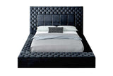 Emerald Black Upholstered Tufted Power Storage Queen Bed