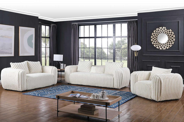 Eli White Fabric Living Room Set