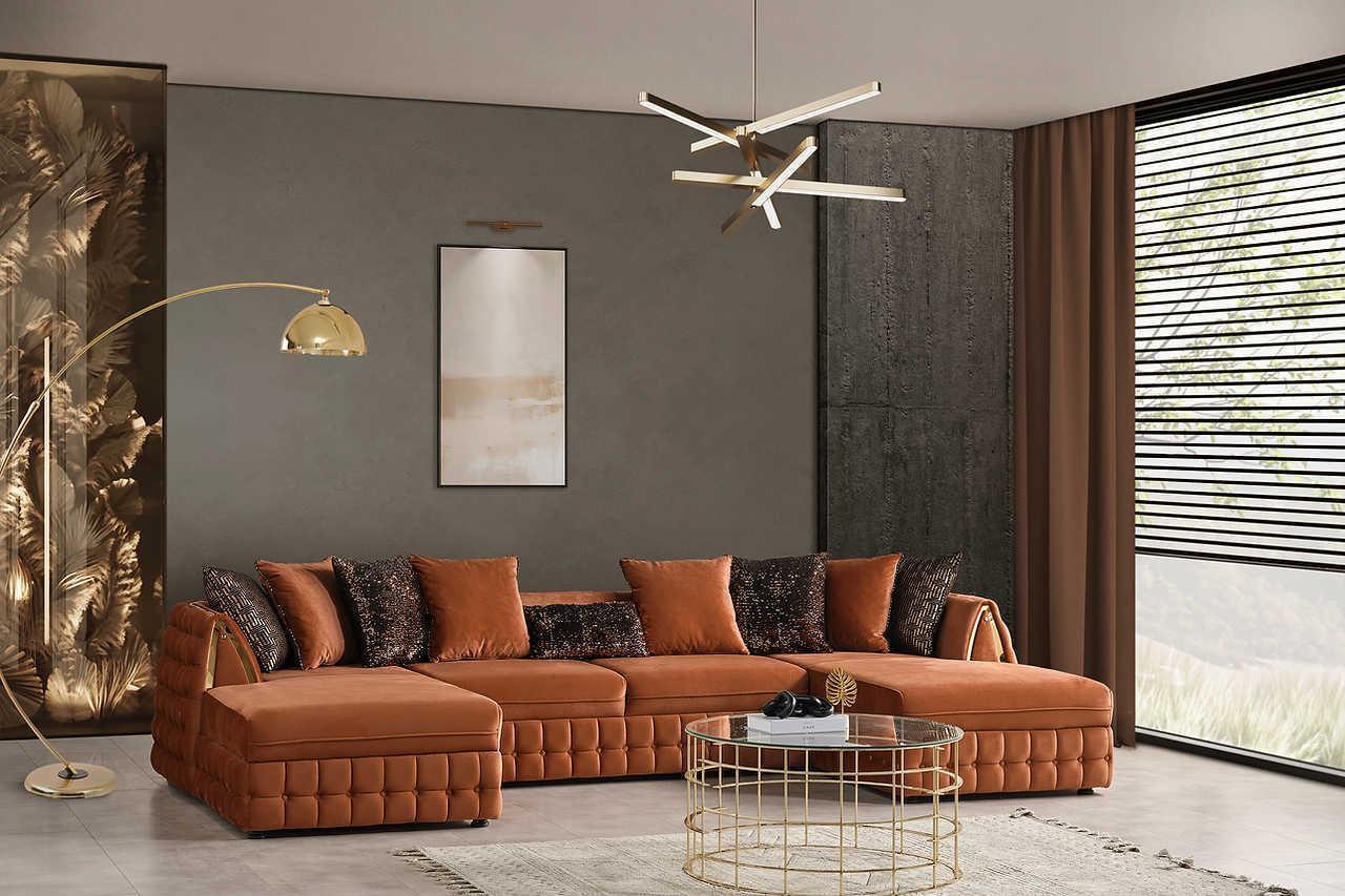 Sicilya Rust Orange Sectional