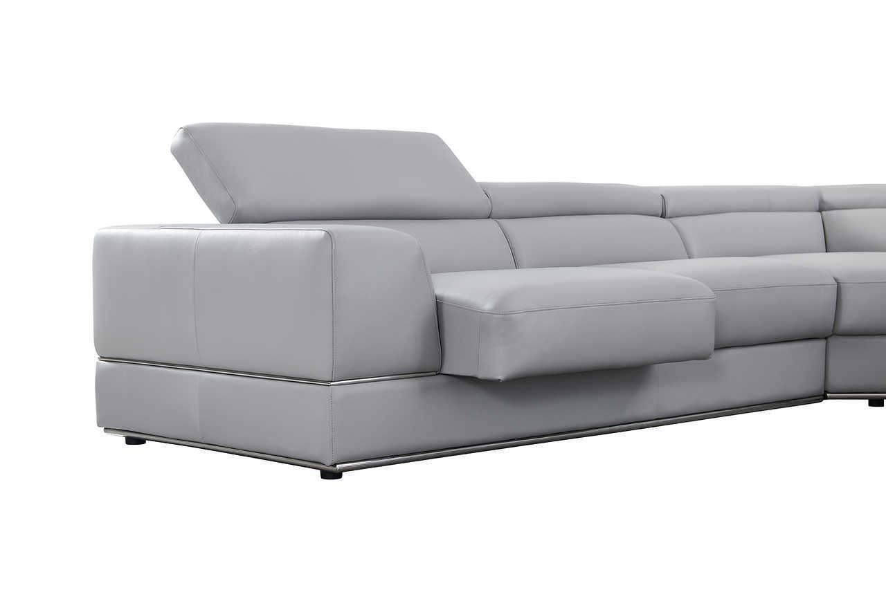 Pella Light Gray Leather RAF Sectional