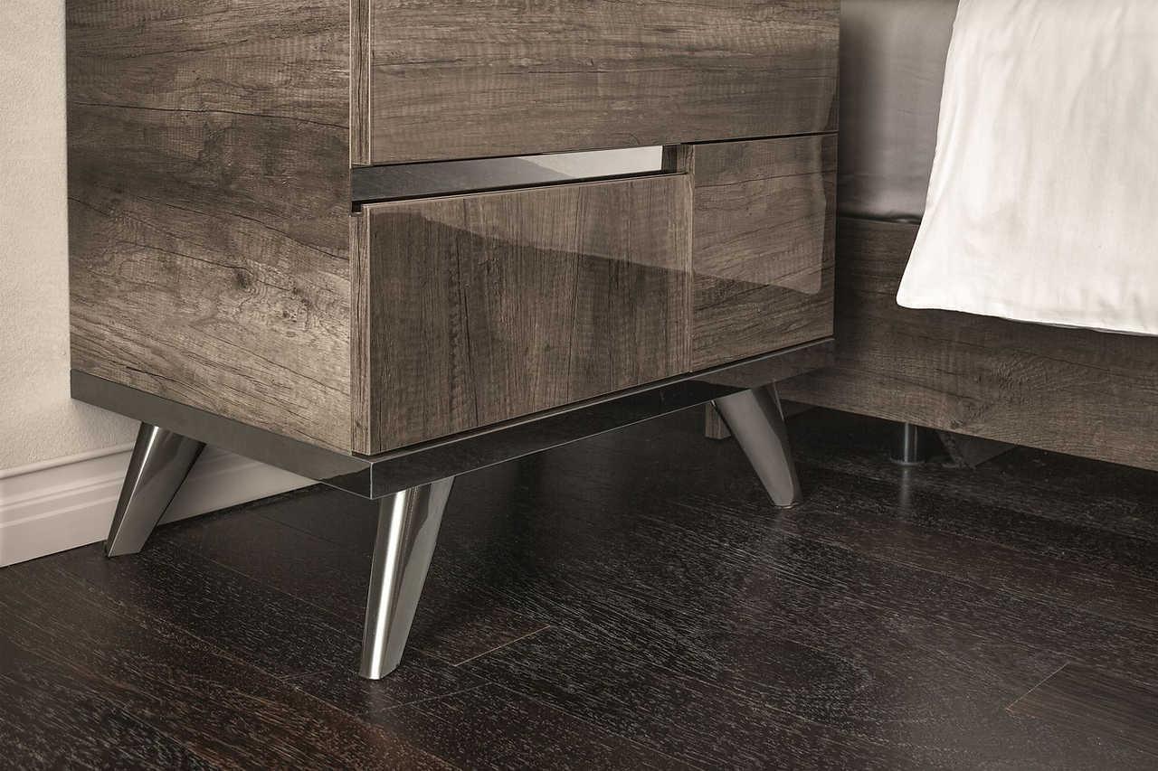 Medea II Vintage Oak Upholstered Italian Nightstand