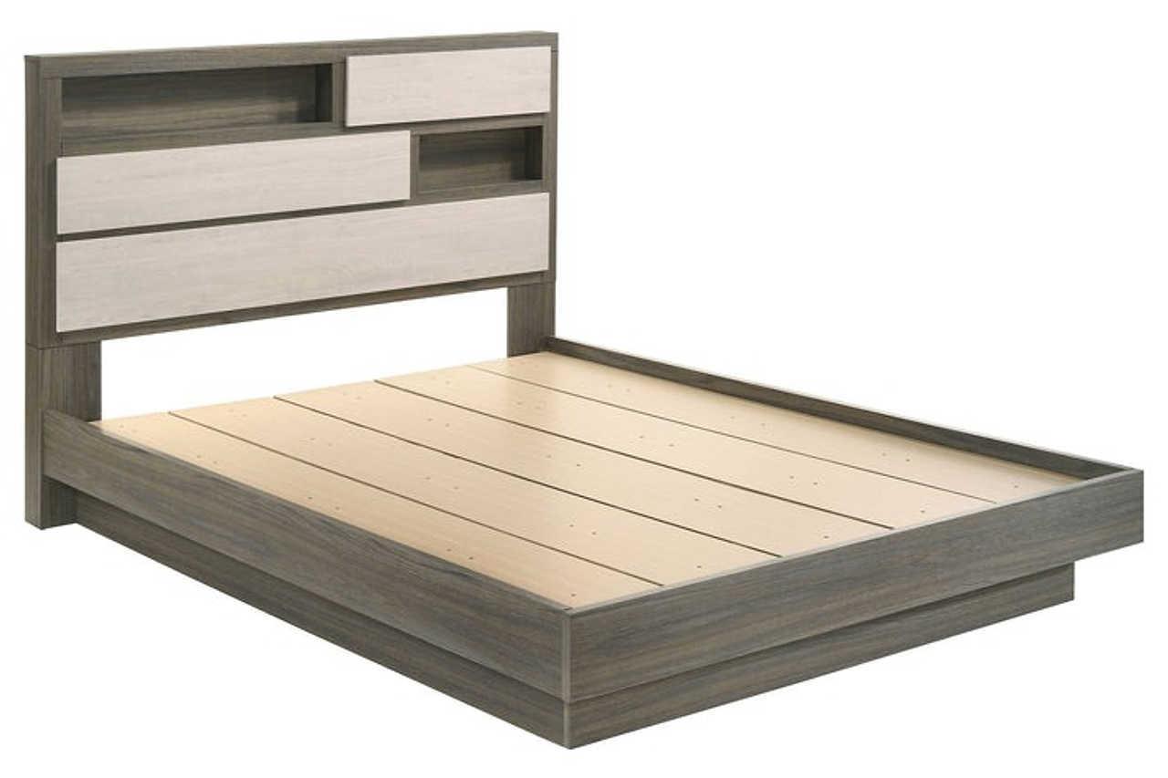 River Light Gray Bookcase Platform Bedroom Set