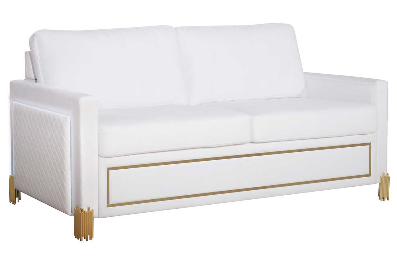 Glamor White Gold Velvet Living Room Set